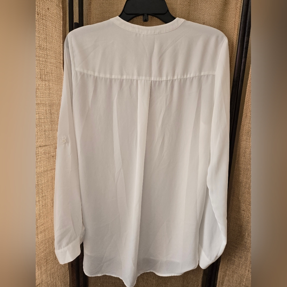 Women's White Pleione Sheer Blouse Sizearge - Picture 12 of 12